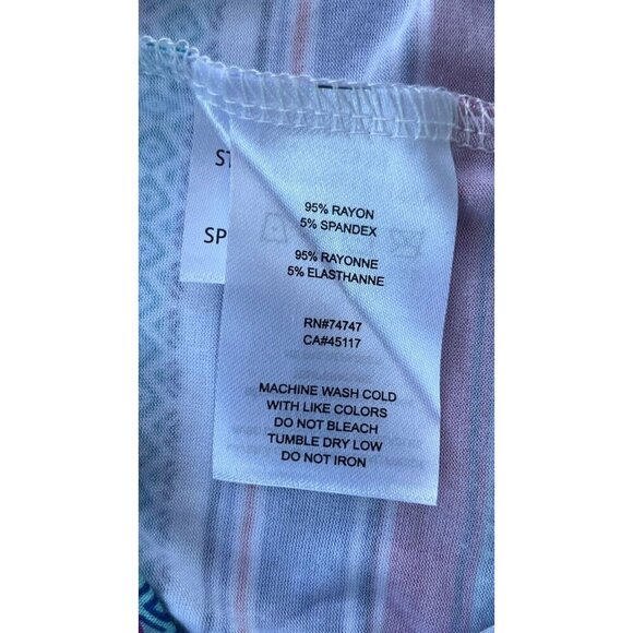 Natural Reflections Blue Tribal Stripe Multi Color Loose Fit Sleep Shirt Size L - Picture 8 of 16